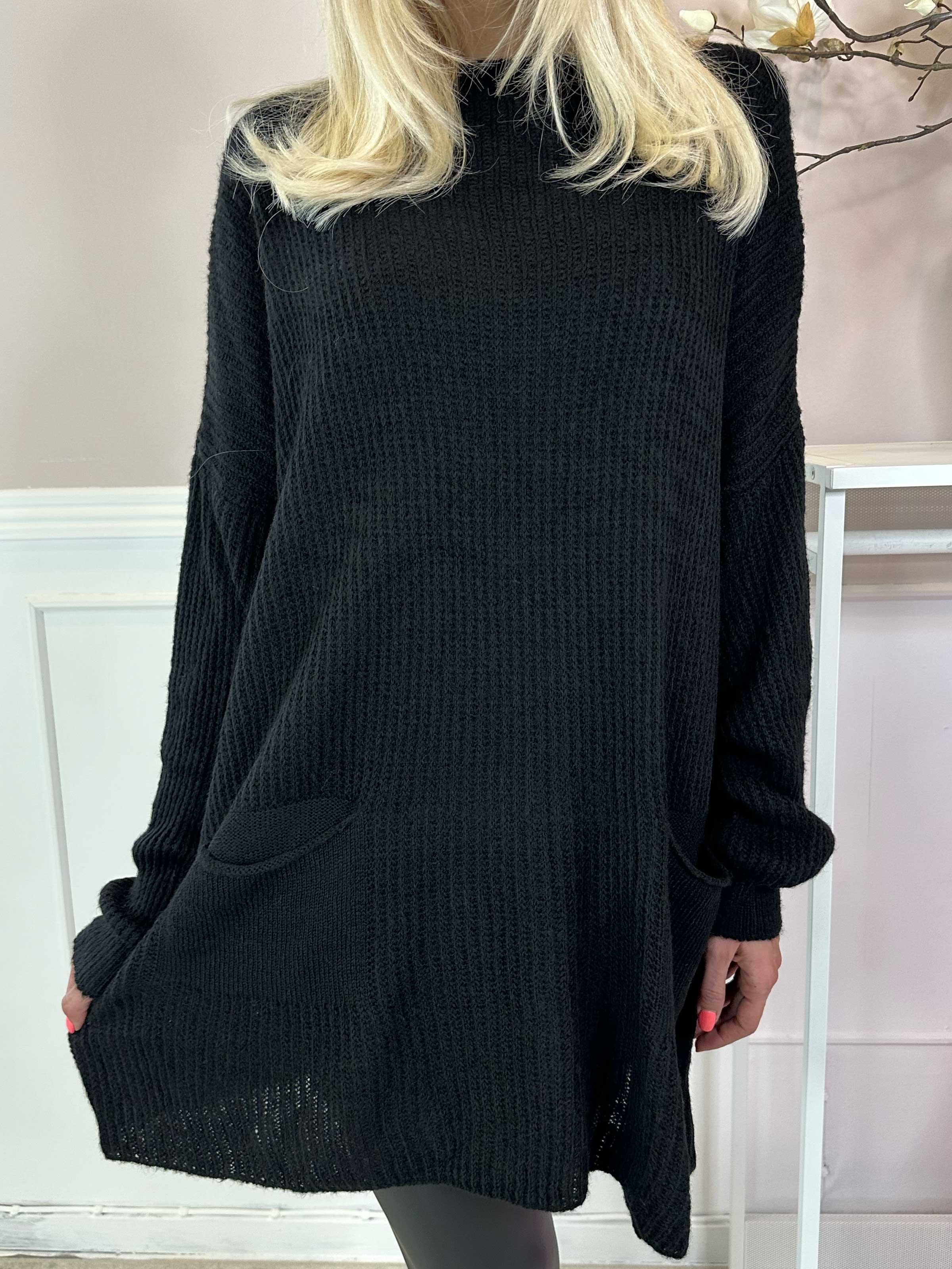 Dakota - Lang strikbluse med lommer